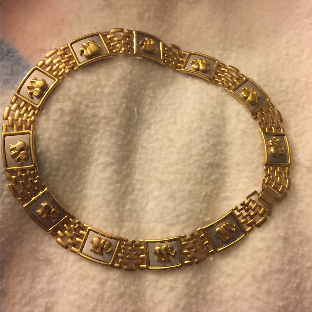 Vintage Elephant plated necklace.